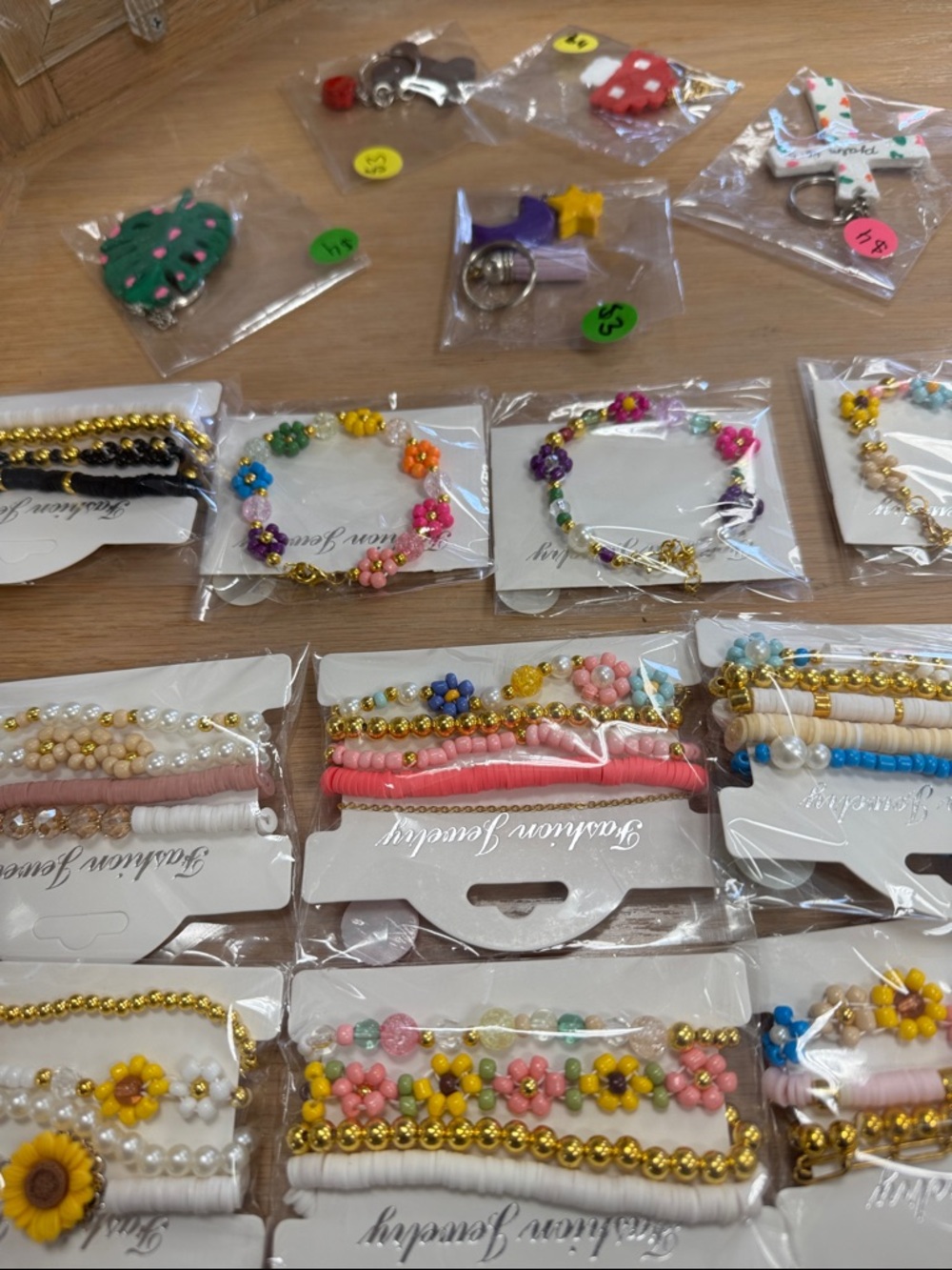 Kids Multi-Color Flower Beaded Bracelet Set - Assorted Colors